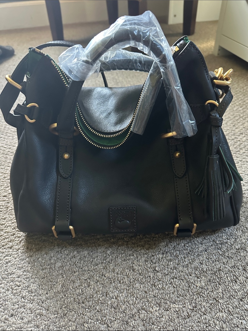 Dooney & Bourke Black Florentine Satchel (large) with Gold Hardware - Picture 7 of 7